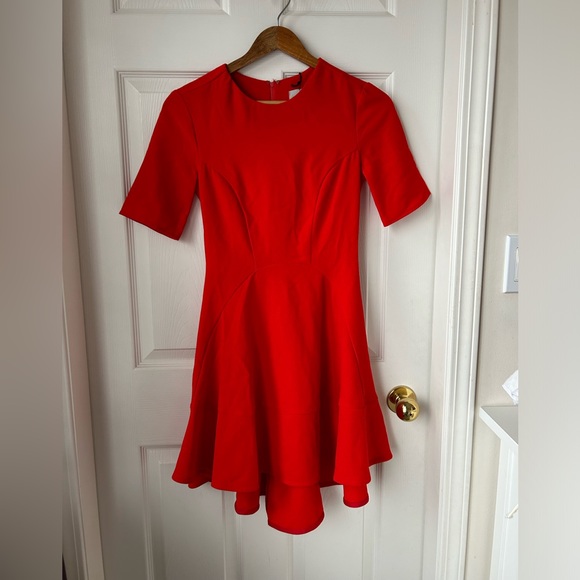 Red orange Sz 2 fit and flair dress - Picture 1 of 2